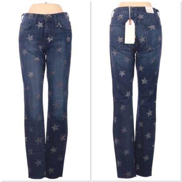Current Elliott women’s jeans stars print high waist ankle skinny Size 24 - Picture 1 of 9